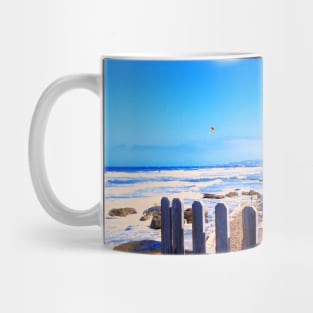 House on the shore blue sky ocean San Diego California Mug